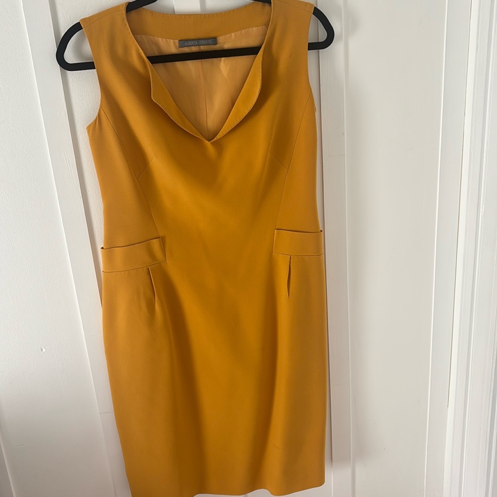 Alberta Ferretti mustard yellow dress size 4